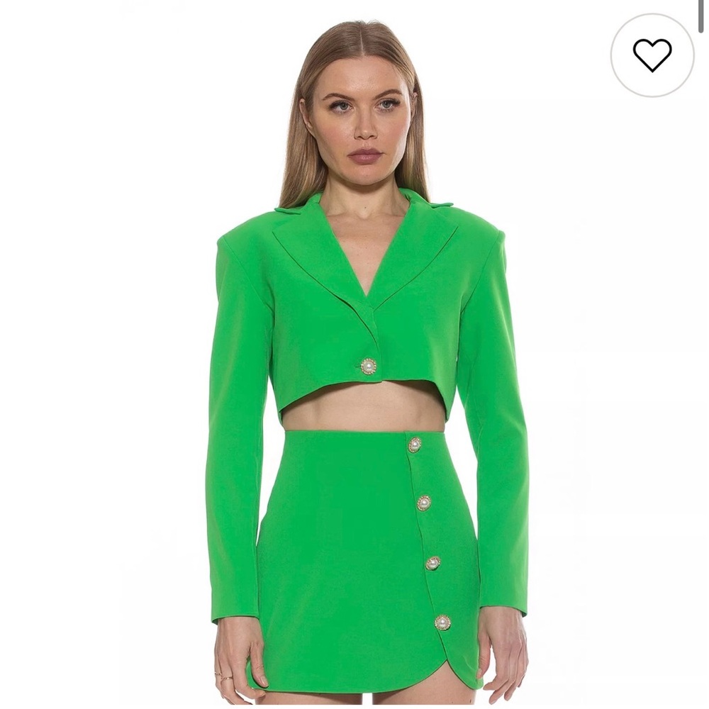 New ALEXIA ADMOR Green Women's Cropped Blazer Jacket Sz 10